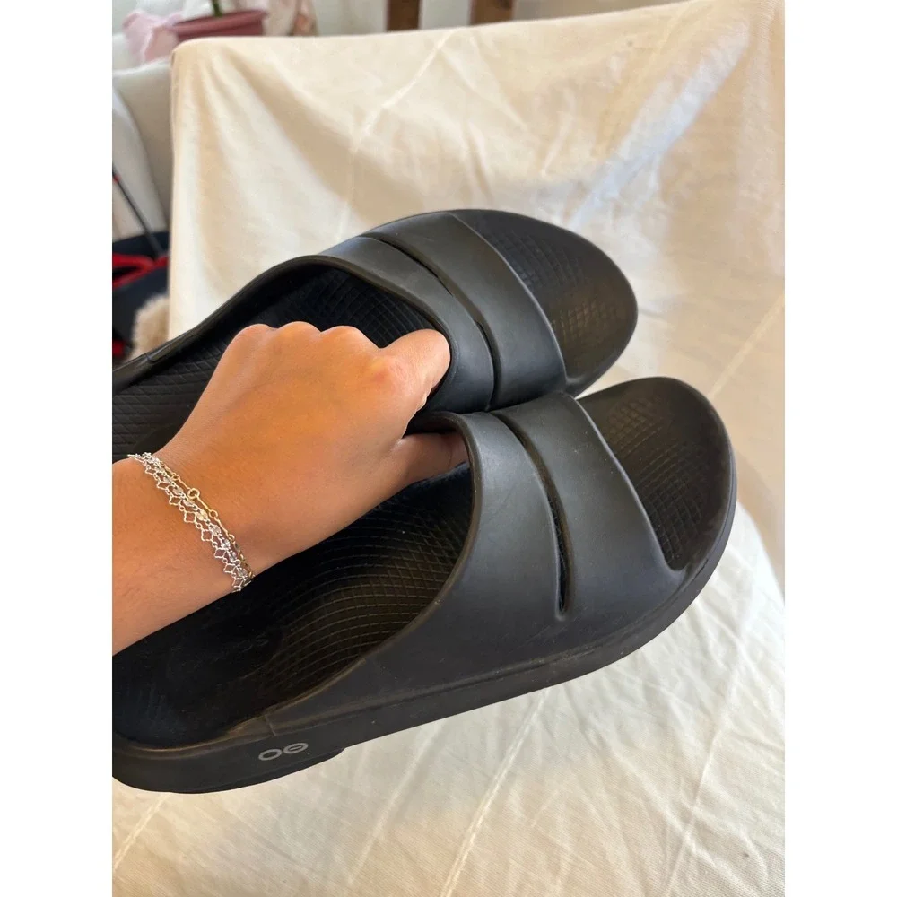 OOFOS OOahh Recovery Slides Black Foam Sandals Mens 11 Womens 13 EU 44
